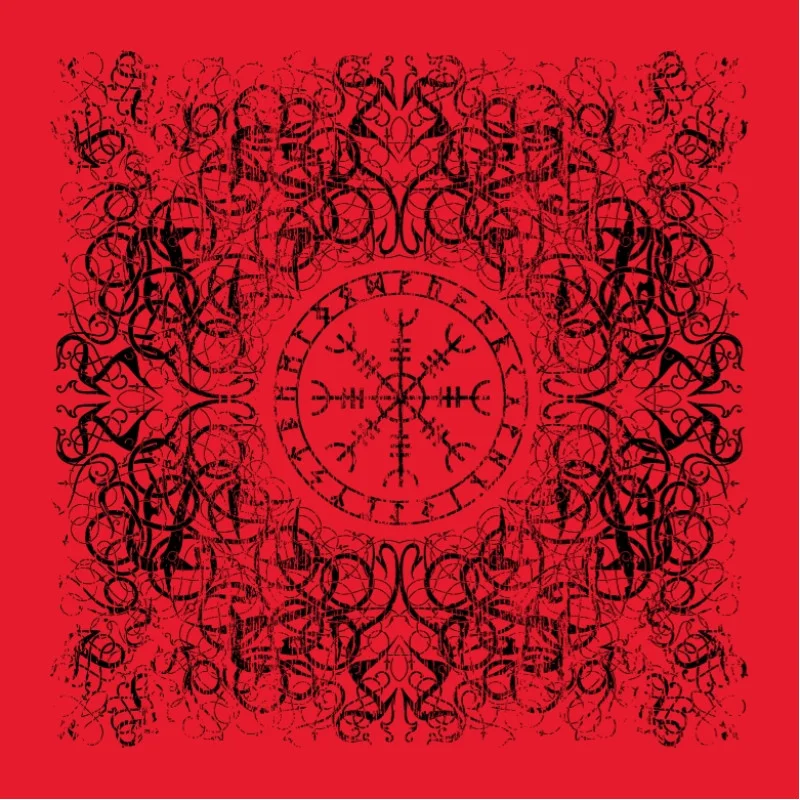 Бандана Коловорот Північ червона (чорний принт)