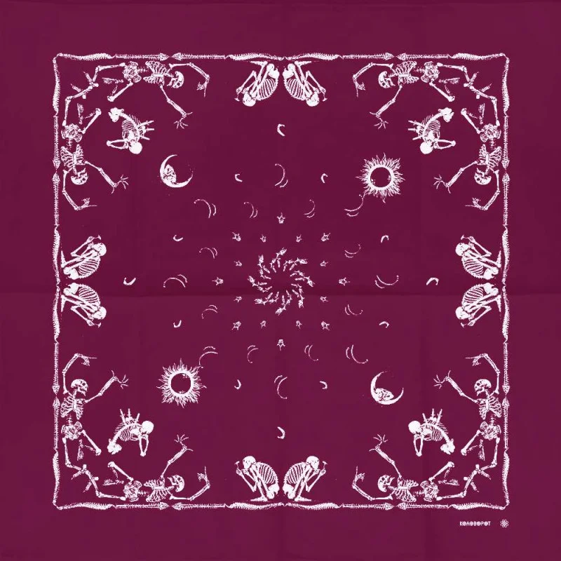 Бандана Коловорот Скелети та кістки бордова