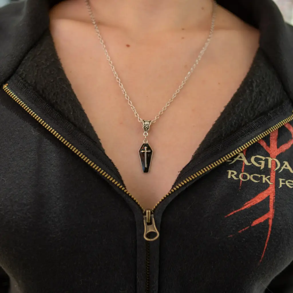 Кулон на ланцюжку Гроб - Coffin чорний