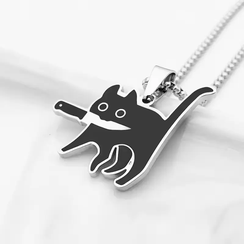 Кулон на ланцюжку Кіт з Ножем - Cat with Knife