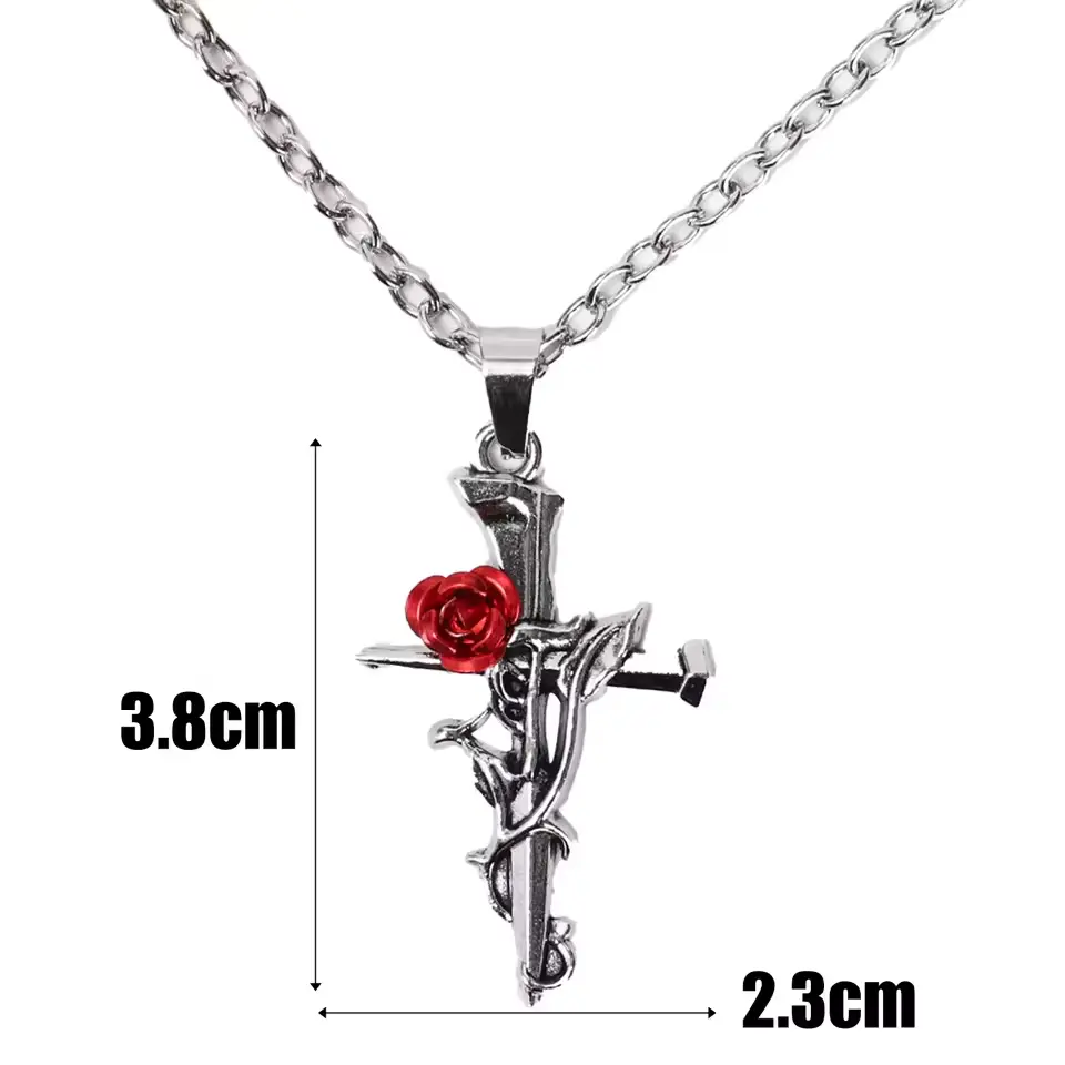 Кулон на ланцюжку Rose Cross металевий
