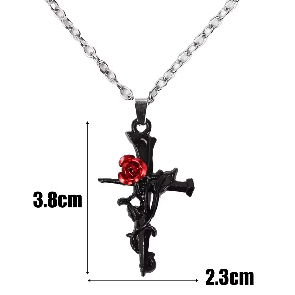 Кулон на ланцюжку Rose Cross чорний