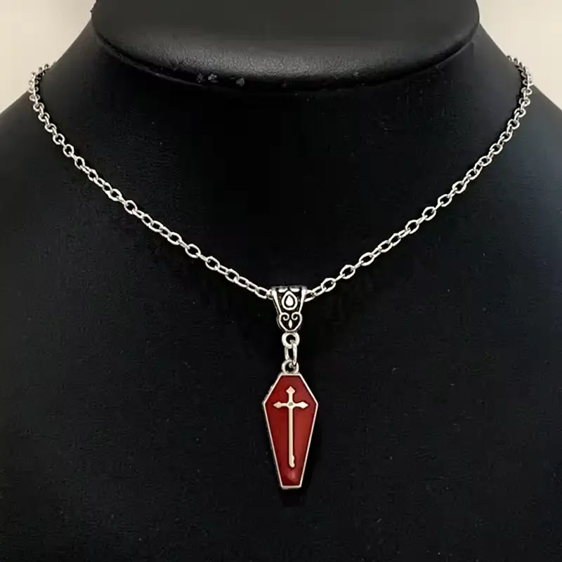 Кулон на ланцюжку Гроб - Coffin червоний