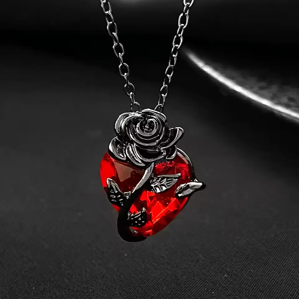 Кулон на ланцюжку Роза з Серцем - Rose with Heart