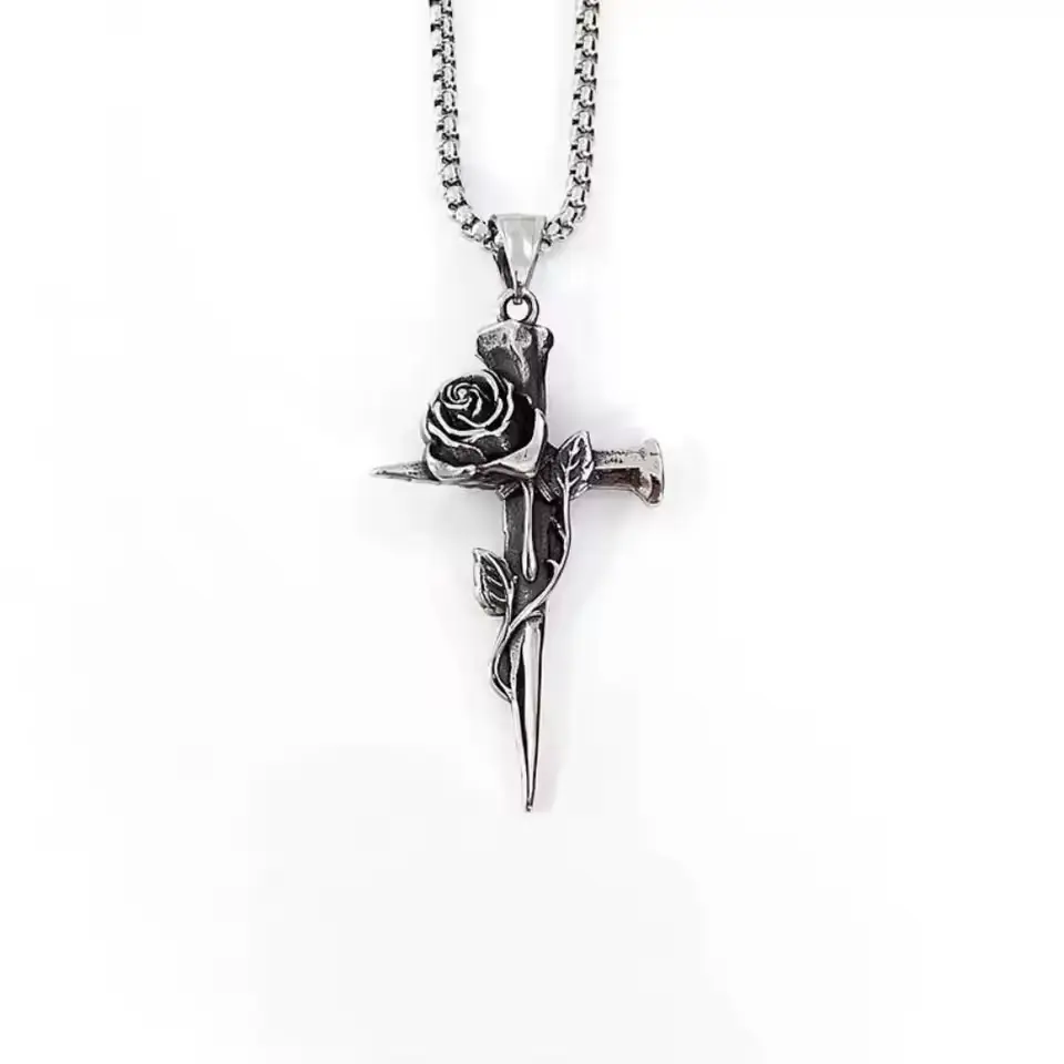 Кулон на ланцюжку Роза з Хрестом - Rose with Cross