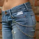 Ланцюжок на джинси 2 ряди з черепами