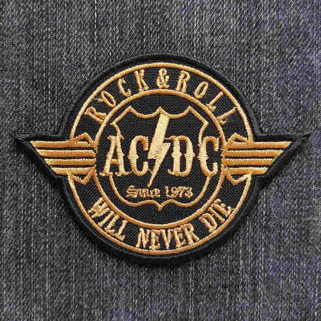 Нашивка AC/DC - Rock'n'Roll бронзова вишита