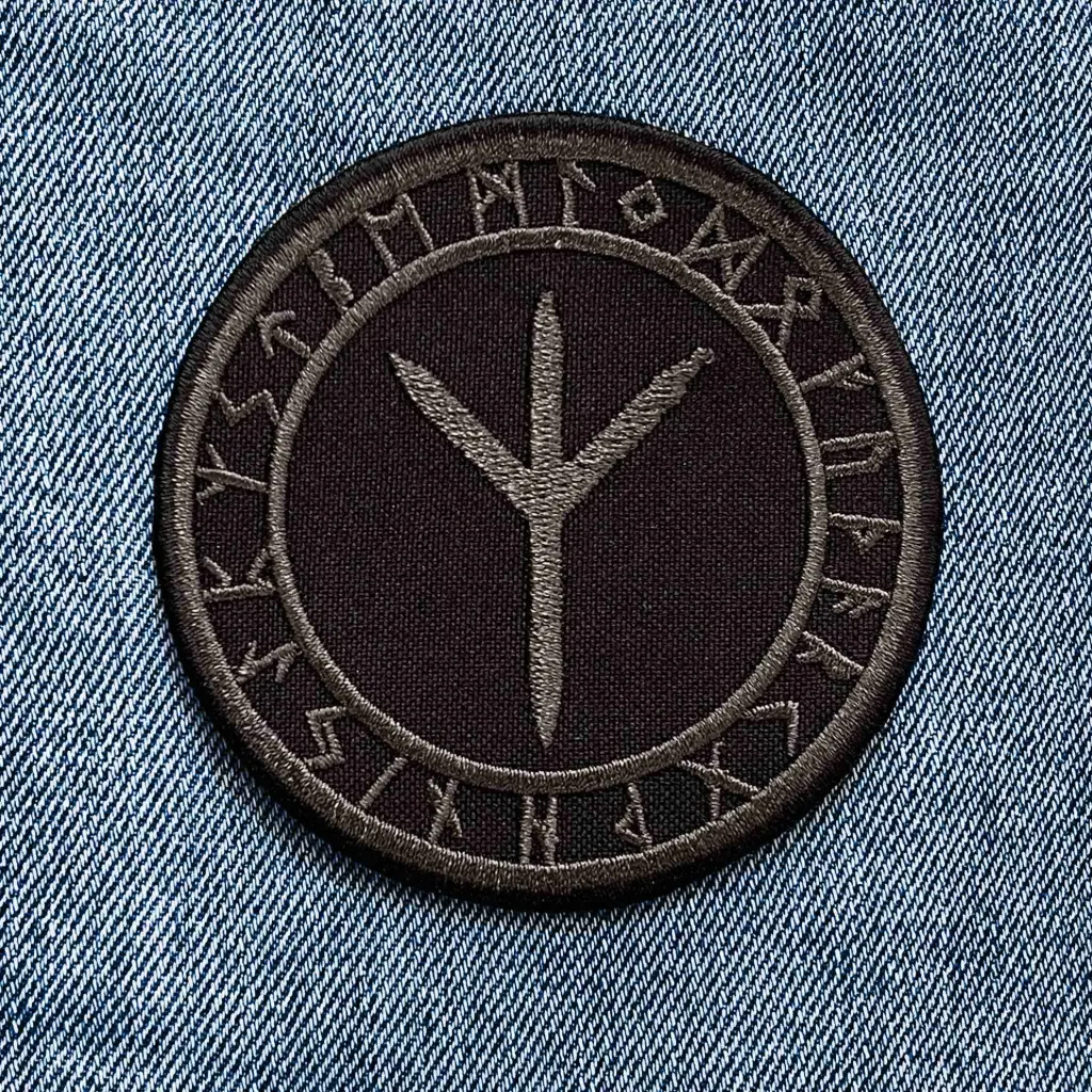 Нашивка Algiz у футарку сіра вишита кругла