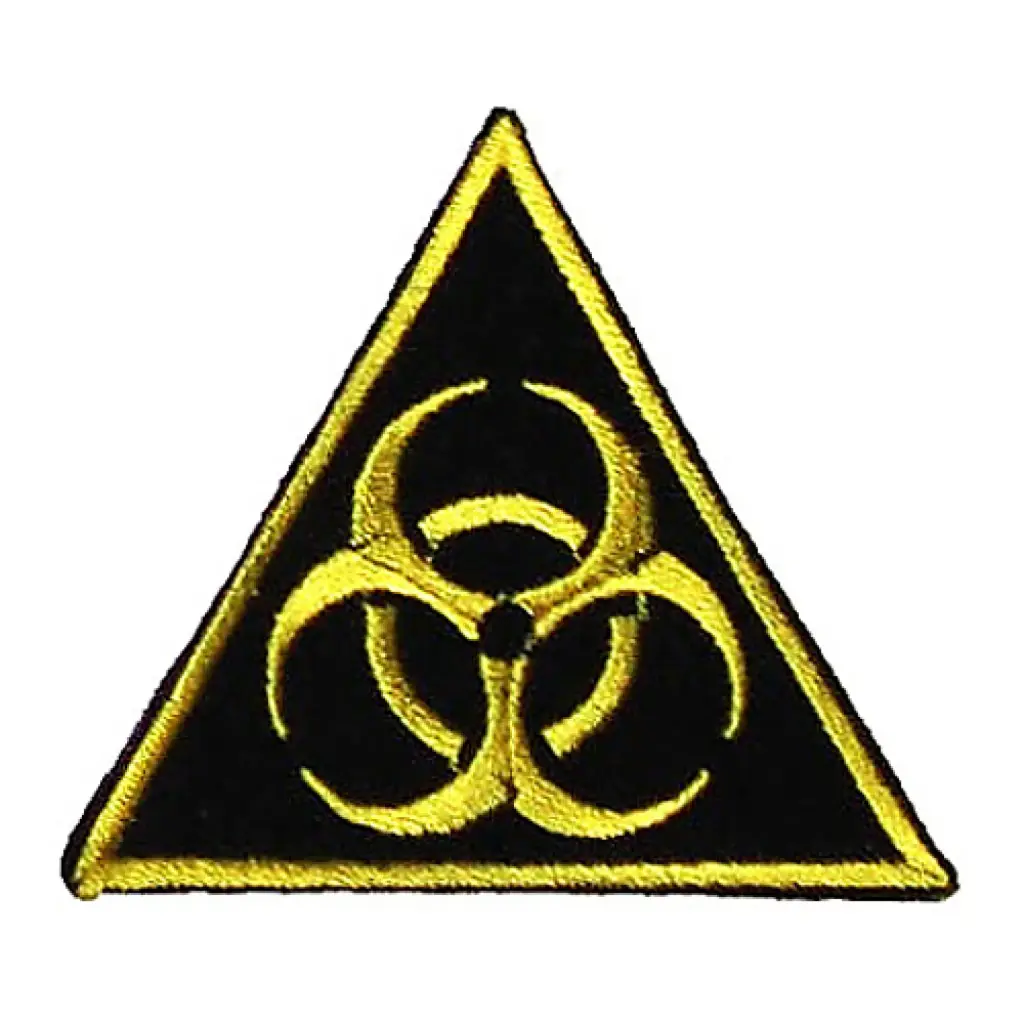 Нашивка Biohazard чорний фон вишита трикутна