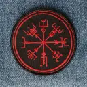 Нашивка Vegvisir червона вишита кругла на липучці
