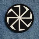 Нашивка Коловорот біла вишита кругла на липучці