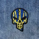 Нашивка Череп синьо-жовтий малий вишита на липучці