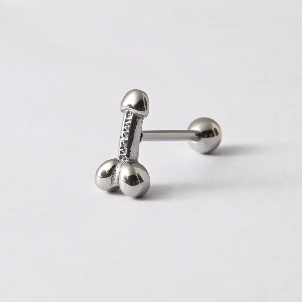 Пірсинг з медичної сталі штанга Dick Suck Me 14 G для язика