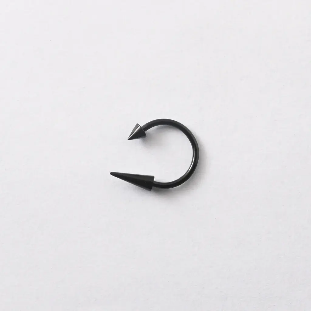Пірсинг підкова з шипами 16 G чорний