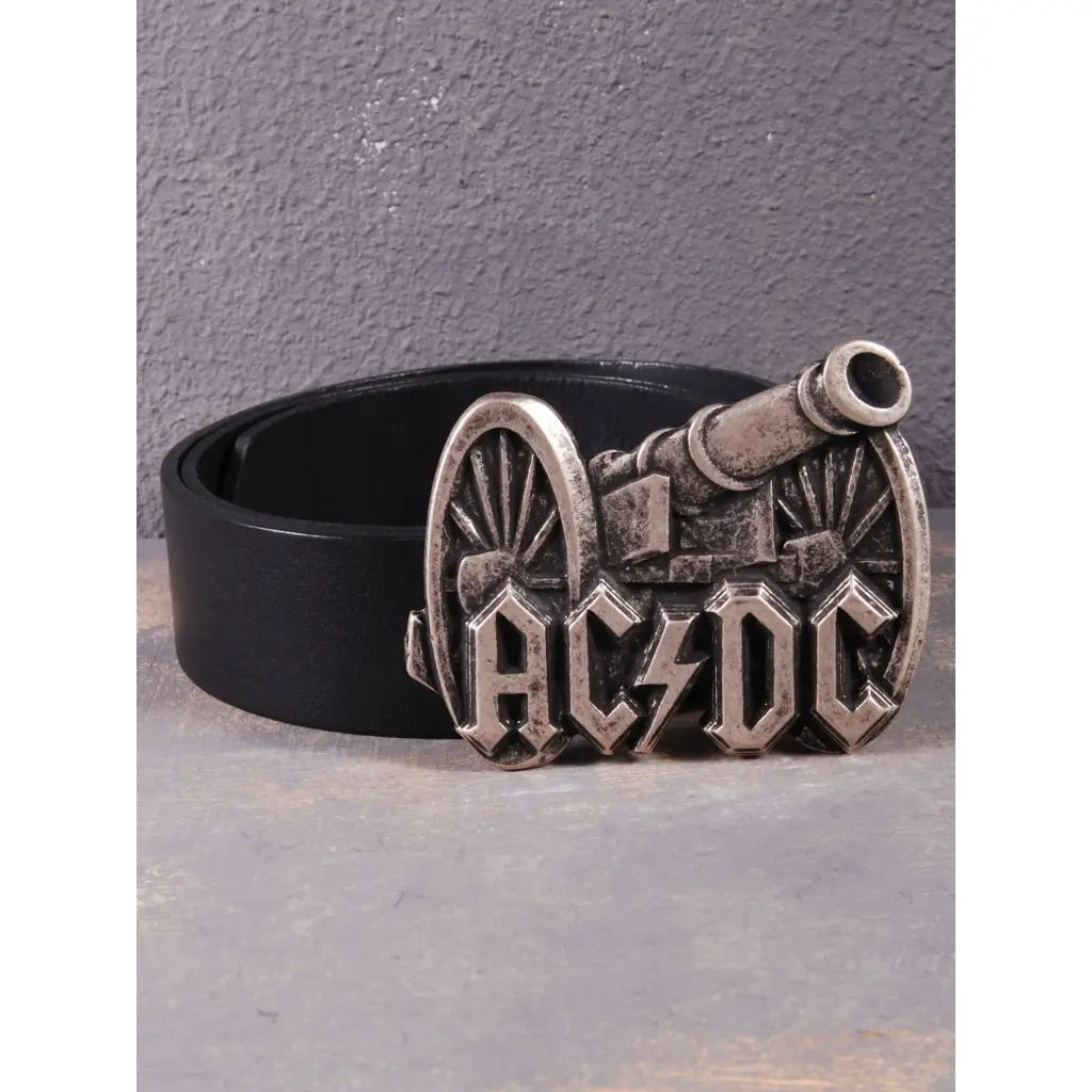 Ремінь шкіряний AC/DC гармата чорний