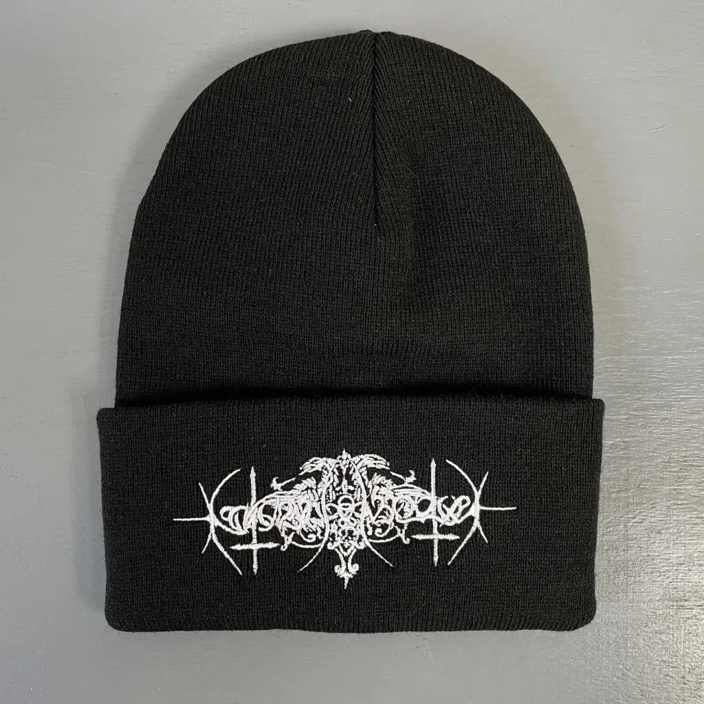 Шапка біні Nokturnal Mortum - Голос Сталі (The Voice Of Steel) White Logo вишита чорна