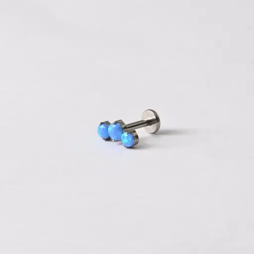 [11184] Пірсинг лабрет кластер з каменем Titanium 16 G