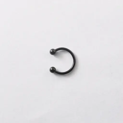 [11324] Пірсинг з медичної сталі підкова з кульками 16 G чорний
