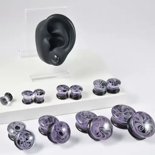 [11377] Тунелі скляні Smoke Violet (1 шт)