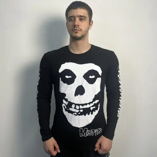 [11411] Лонгслів Misfits Skull чорний