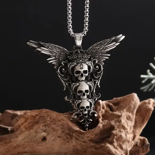 [11898] Кулон на ланцюжку Черепи з Крилами - Skulls with Wings