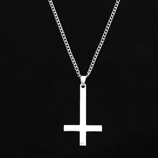 [11930] Кулон на ланцюжку Перевернутий Хрест - Cross of Saint Peter металевий