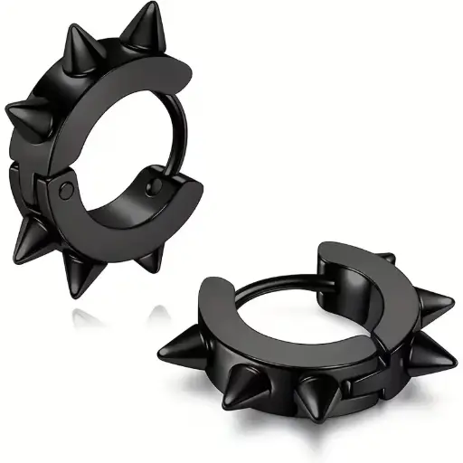 [12077] Сережки металеві з шипами чорні