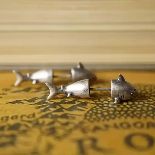 [12089] Сережки металеві Акули - Sharks