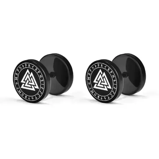 [12099] Сережки металеві Valknut чорні