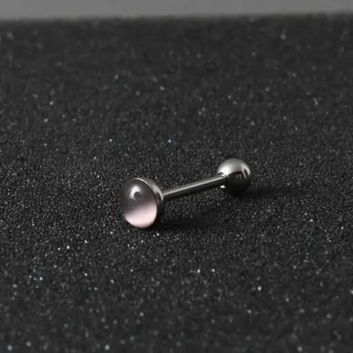 [11103] Пірсинг титановий штанга з коричневим каменем 14 G  для язика