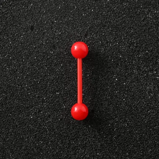 [11117] Пірсинг акриловий штанга 14 G червоний для язика