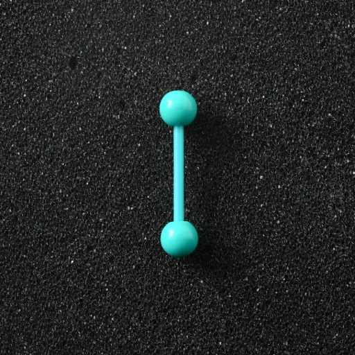 [11113] Пірсинг акриловий штанга 14 G бірюзовий для язика