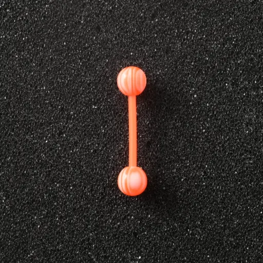 [11146] Пірсинг акриловий штанга 14 G помаранчевий льодяник для язика