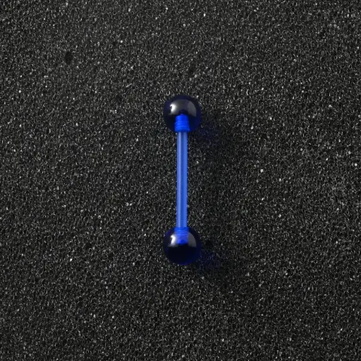 [11112] Пірсинг акриловий штанга 14 G синій темний для язика