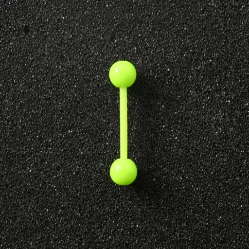 [11126] Пірсинг акриловий штанга 14 G лайм для язика