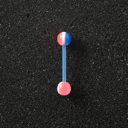 [11140] Пірсинг акриловий штанга 14 G синій рожевий для язика