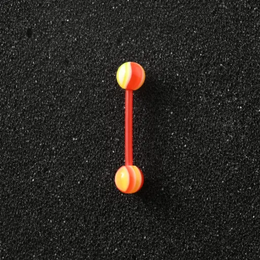 [11134] Пірсинг акриловий штанга 14 G помаранчевий жовтий для язика