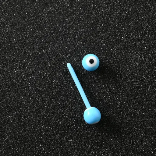[11137] Пірсинг акриловий штанга 14 G блакитний око для язика