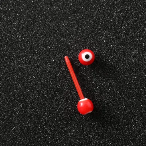 [11138] Пірсинг акриловий штанга 14 G червоний око для язика
