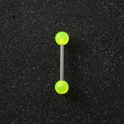 [11127] Пірсинг акриловий штанга з медичної сталі 14 G лайм для язика