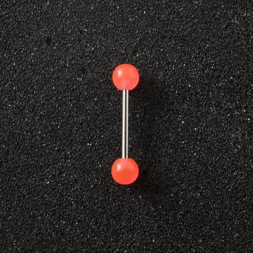 [11128] Пірсинг акриловий штанга з медичної сталі 14 G персиковий для язика