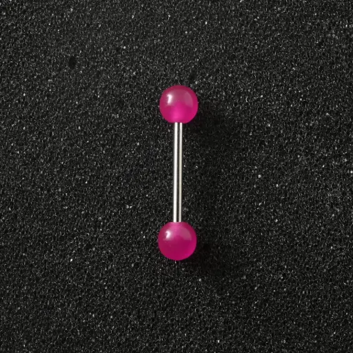 [11121] Пірсинг акриловий штанга з медичної сталі 14 G пурпуровий для язика