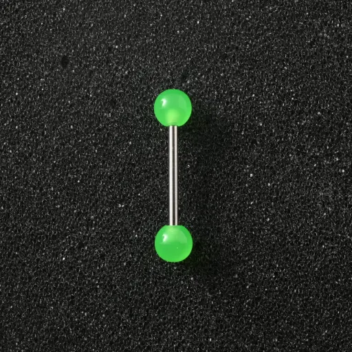 [11120] Пірсинг акриловий штанга з медичної сталі 14 G зелений для язика