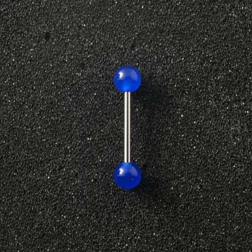 [11123] Пірсинг акриловий штанга з медичної сталі 14 G синій темний для язика