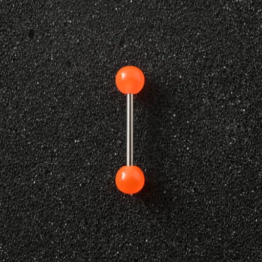 [11111] Пірсинг акриловий штанга з медичної сталі 14 G помаранчевий для язика