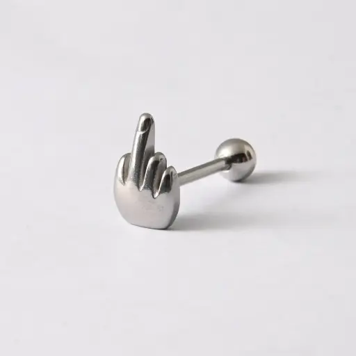 [11107] Пірсинг з медичної сталі штанга F*ck 14 G для язика