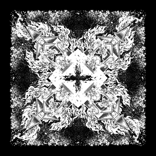 [12332] Бандана Коловорот Полум'я чорна (білий принт) 