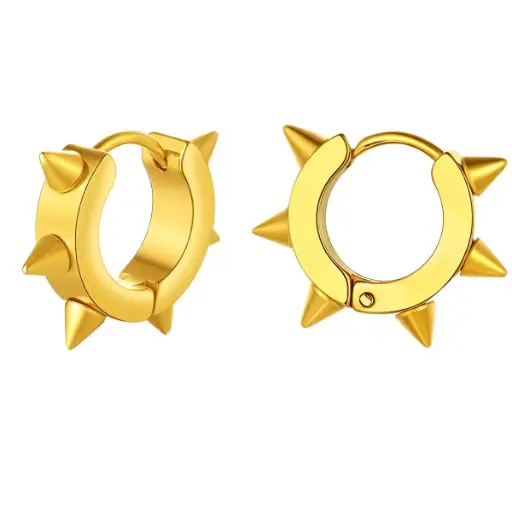 [12382] Сережки металеві з шипами жовті