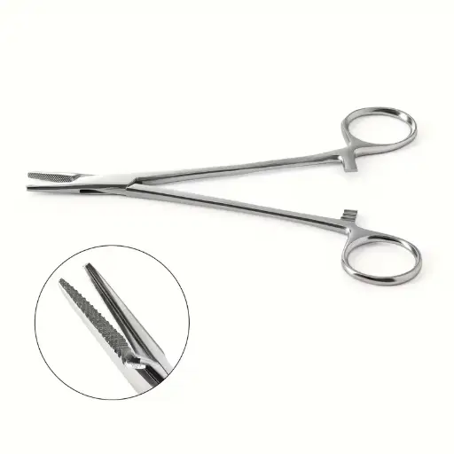 [12387] Голкотримач з насічками затискач для пірсингу