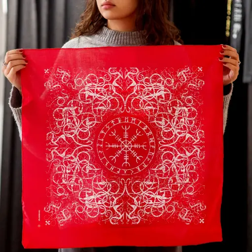 [136] Бандана Коловорот Північ червона (білий принт)